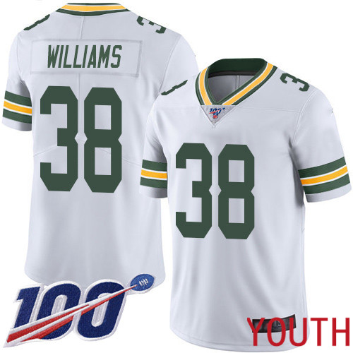 Green Bay Packers Limited White Youth #38 Williams Tramon Road Jersey Nike NFL 100th Season Vapor Untouchable